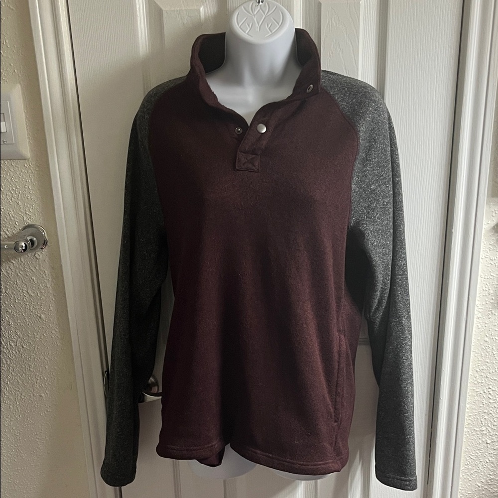 Sonoma Burgundy and Gray Long Sleeve Henley